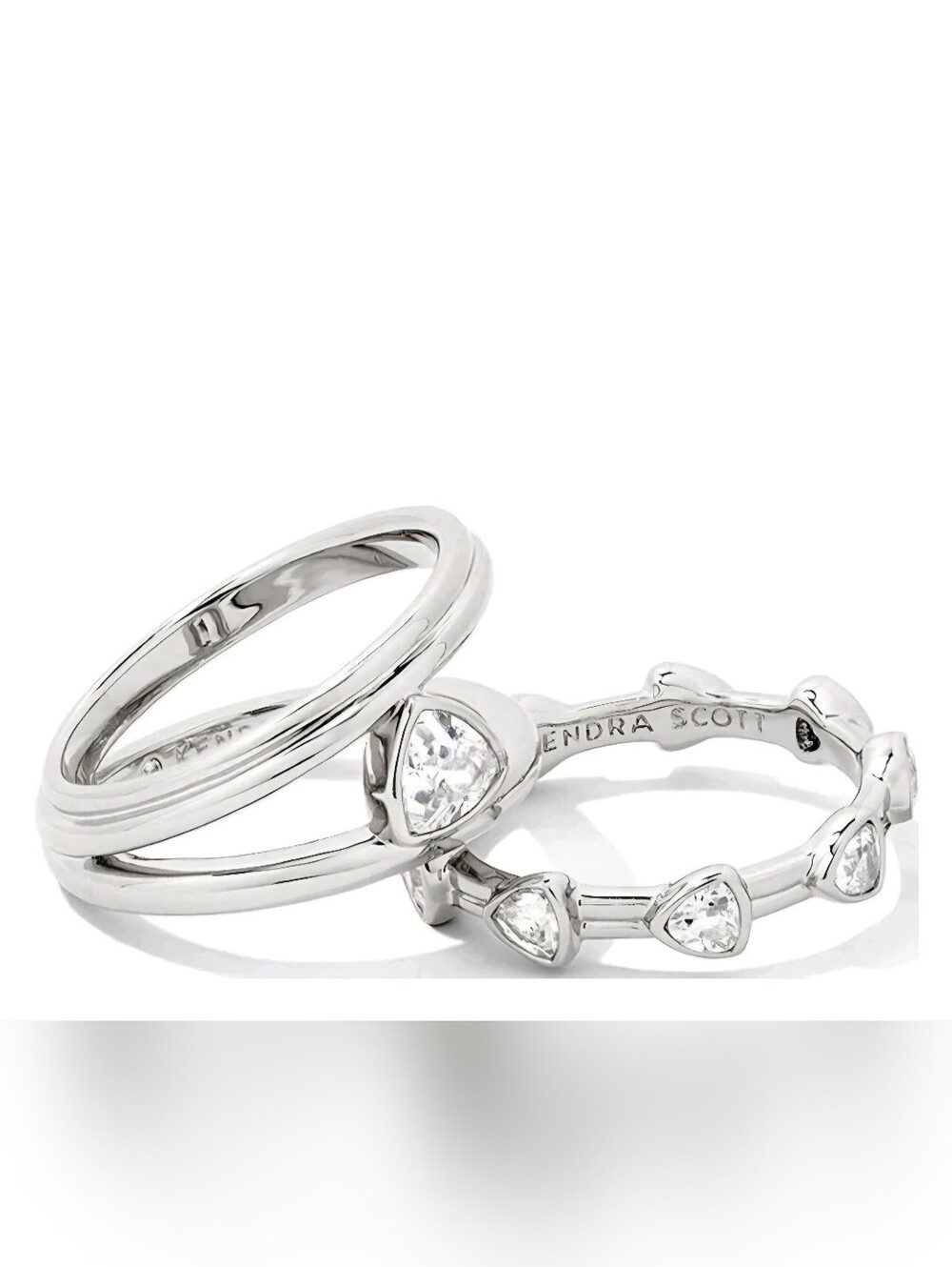 Kendra Scott Arden Triple Ring Set Silver White Crystal